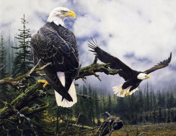  amarillo Lienzo - águila con pájaros de pico amarillo